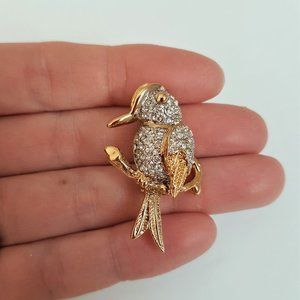 D'Orlan rhinestone bird brooch.